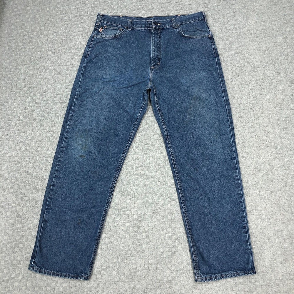 Carhartt FR Jeans Mens 38x32 Blue Relaxed Straight Leg Flame Resistant FRB159